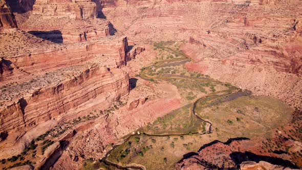 Aerial of the San Rafael River Canyon in Utah