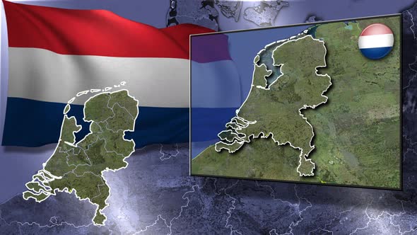 Netherlands Flag And Map Animation