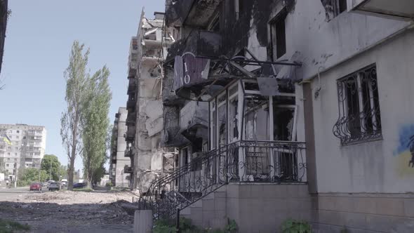 Borodyanka Ukraine  a Destroyed Building During the War Bucha District