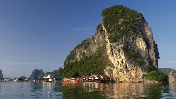 View From the Water at Ko Panyi (Also Known As Koh Panyee) Fishing Village, Beautiful Phang Nga Bay