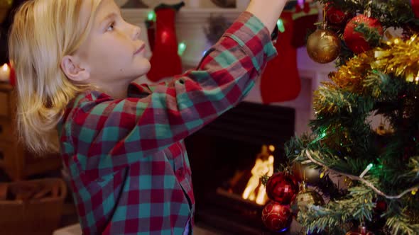 Boy at home at Christmas time