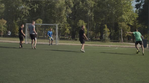 Offensive Football Team Missing a Goal During Game