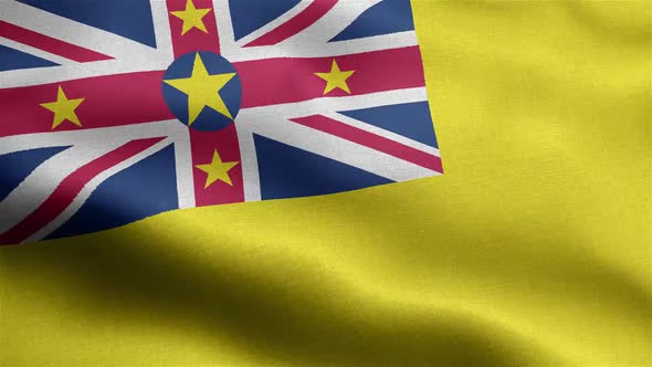 Niue Flag Seamless Closeup Waving Animation