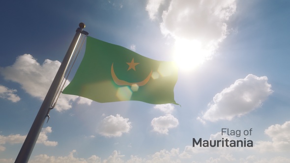 Mauritania Flag on a Flagpole V2