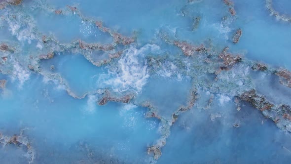 Close up view on the Natural thermal waterfalls of Saturnia