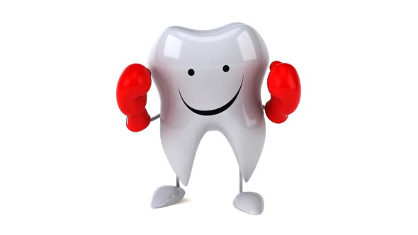 Fun 3D cartoon tooth boxing