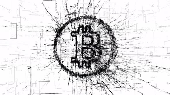 Virtual digital code of electronic bitcoin.