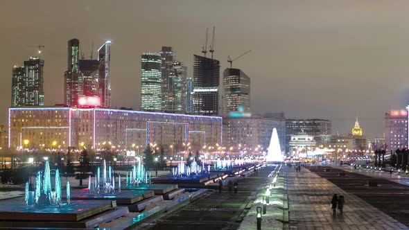 View From Poklonnaya Hill Business Center Moscow City Timelapse Hyperlapse