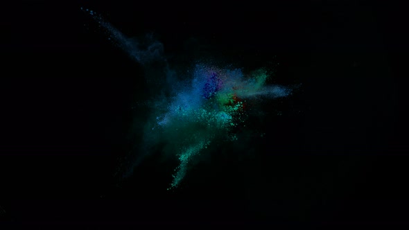 Color Powder Explosion Isolated on Black Background