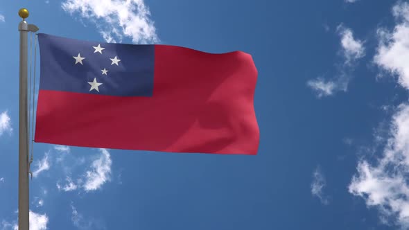 Samoa Flag On Flagpole