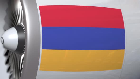 Flag of Armenia on Airliner Tourbine Engine