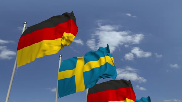 Many Flags of Sweden and Germany