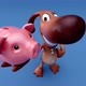 4K Fun 3D cartoon animation of a dog with a piggy bank - VideoHive Item for Sale