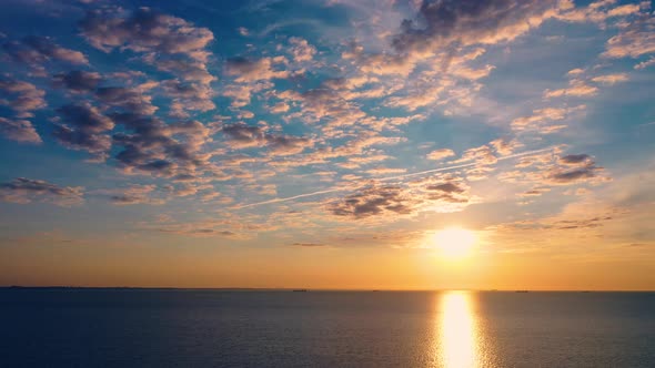 Sunset ocean aerial view 