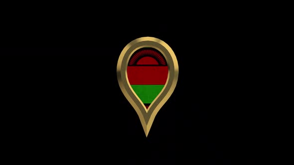 Malawi 3D Rotating Location Gold Pin Icon