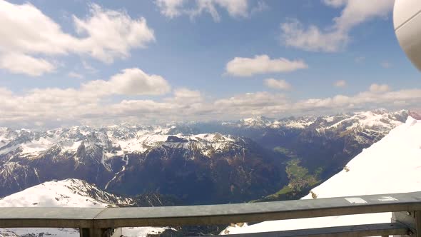 View of the valley from the summit of Sass Pordoi in the Dolomites