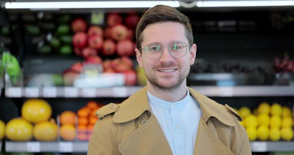 Man Buyer Stand Shelf Indoor Supermarket