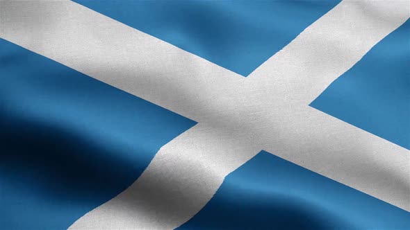 Scotland Flag Seamless Closeup Waving Animation