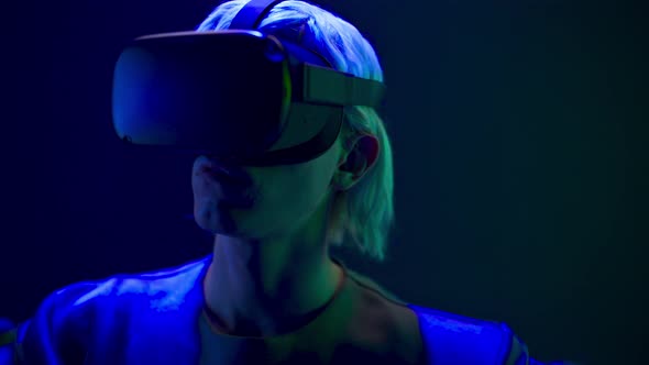 Vr Goggles Gamer Enjoying Innovation Data Cyberspace