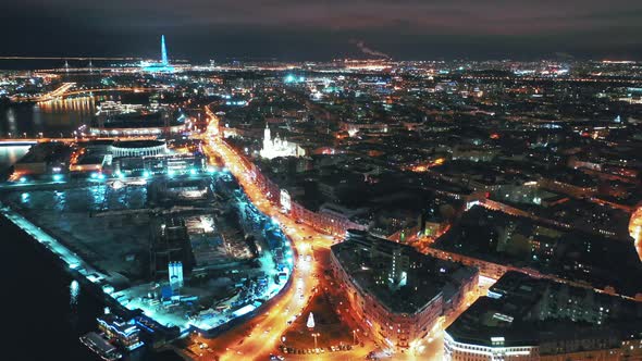 Aerial View To Nevsky Prospect, St Petersburg, Russia