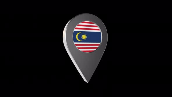 3d Animation Map Navigation Pointer With Flag Of Kuala Lumpur  (Malaysia) With Alpha Channel - 4K