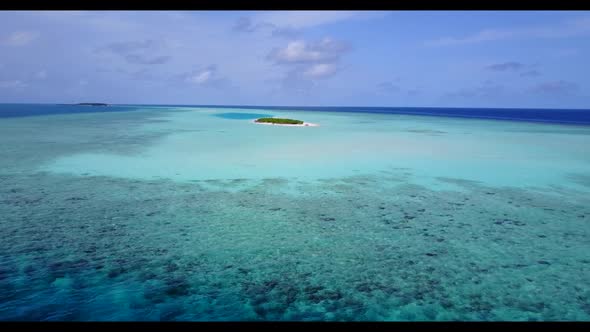 Aerial top view travel of marine bay beach adventure by blue sea and white sandy background of a day