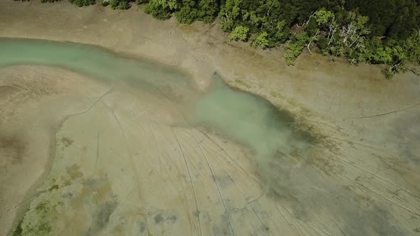 Aerial view the coastal during low tide 