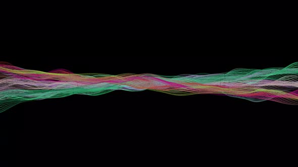 Colorful wavy line. Techy abstract colorful rainbow line on black background. 16
