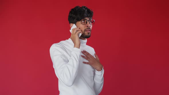 Annoying Phone Call Mobile Conflict Man Saying No