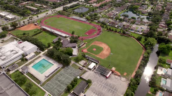 Aerial Drone Orbit Cooper City High School