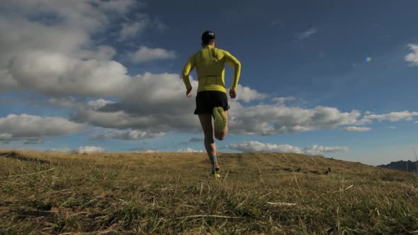 Slow Motion Of Mountain Runner