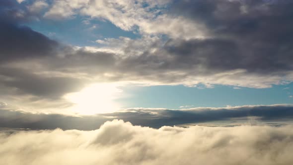 Flight through the moving cloudscape, Texture of clouds, Panoramic view, Clouds in motion	