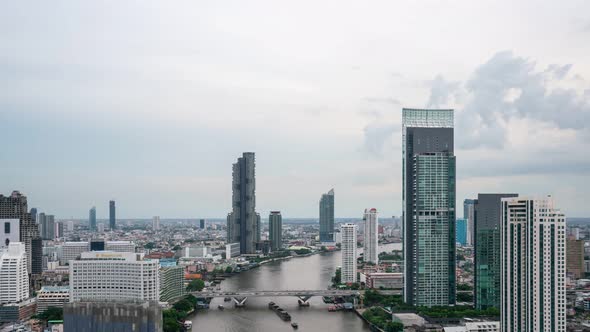 Time Lapse Cityscape and Highrise Buildings in Metropolis City Center