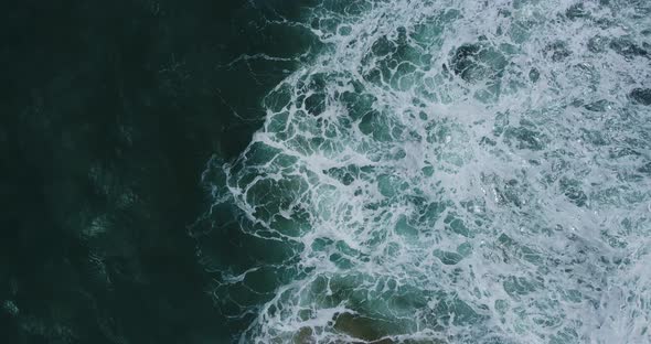 Andaman seascape big water wave in storm Aerial view video Top-down view crystal water wave