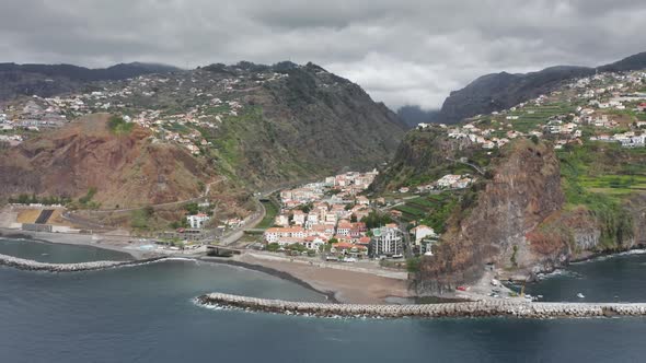 Picturesque Island of Volcanic Origin Washed with the Atlantic Ocean