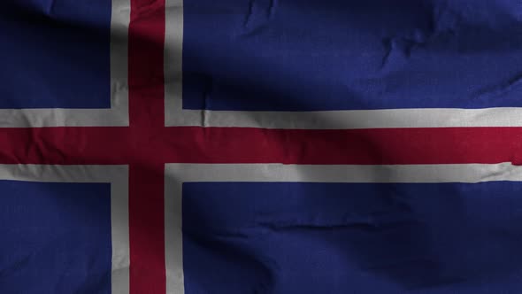 Iceland Flag Textured Waving Background 4K