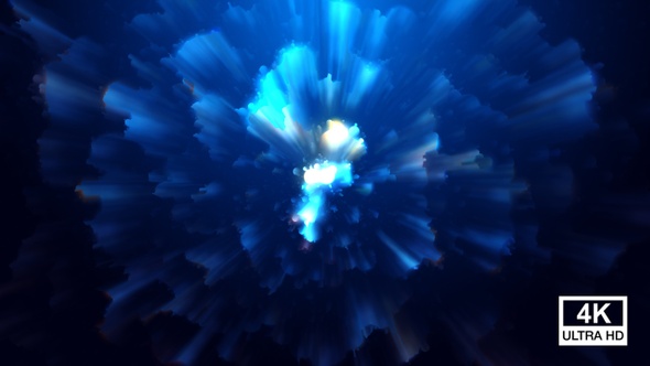 Bluish Abstract Colorful Fractal Light Revealing 4K