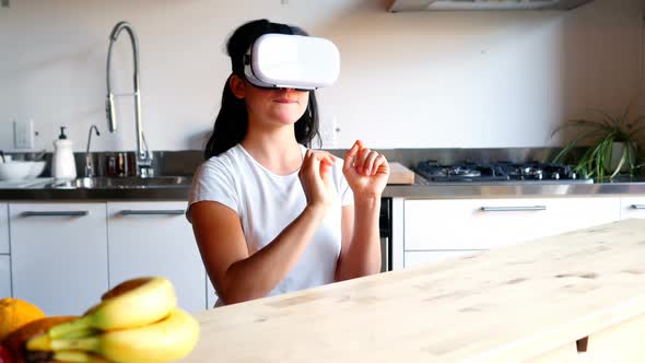 Woman using virtual glasses