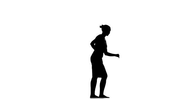 Slim Professional Dancer Woman Enjoy Dancing Social Latino Dance, on White, Silhouette