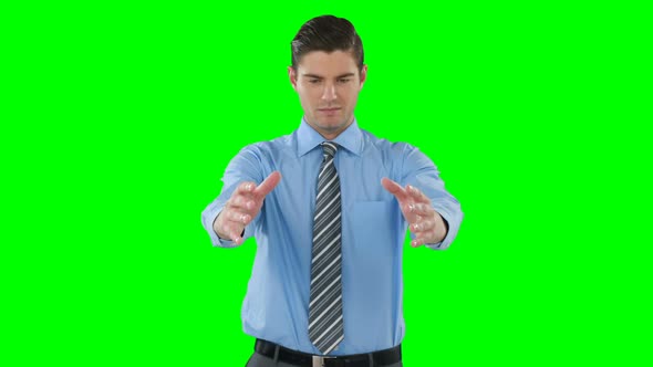 Young businessman gesturing