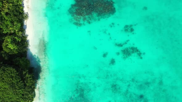 Aerial drone texture of exotic resort beach adventure by blue lagoon and white sand background of a 
