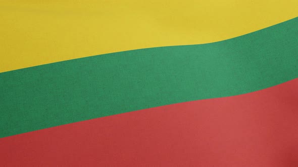 National Flag of Lithuania Waving Original Size and Colors 3D Render Lietuvos Veliava Lithuanian