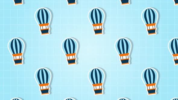 Hot Air Balloon Summer Cartoon Background Animation