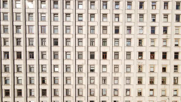 Many Windows of a Building Built in the Style of the Former USSR