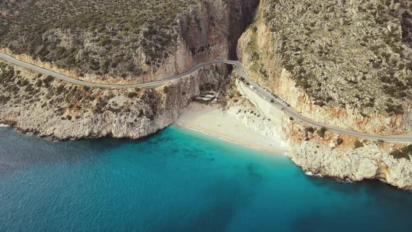 Beautiful bay with sea beach and turquoise sea for summer vacation