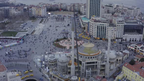 Istanbul Bosphorus Taksim Square And Mosque Construction Aerial View 22