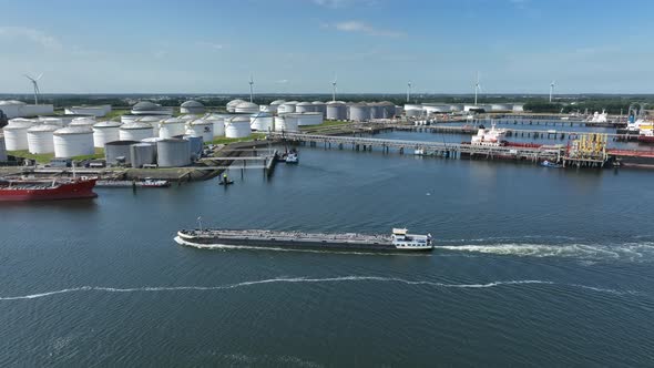 Liquid Cargo Tanker Vessel Transporting Cargo Through the Rotterdam Port