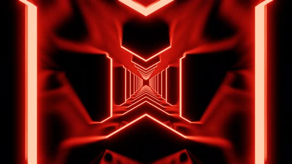 Abstract Red Polygonal Tunnel Seamless Animation Background