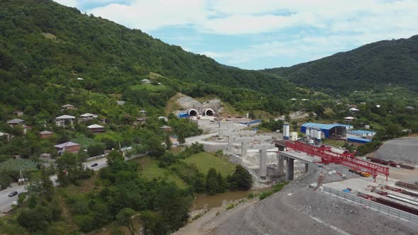 Building Bridge Via Workers Aerial