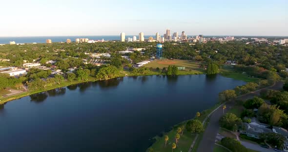 4K Aerial Video of Crescent Lake in St Petersburg, Florida